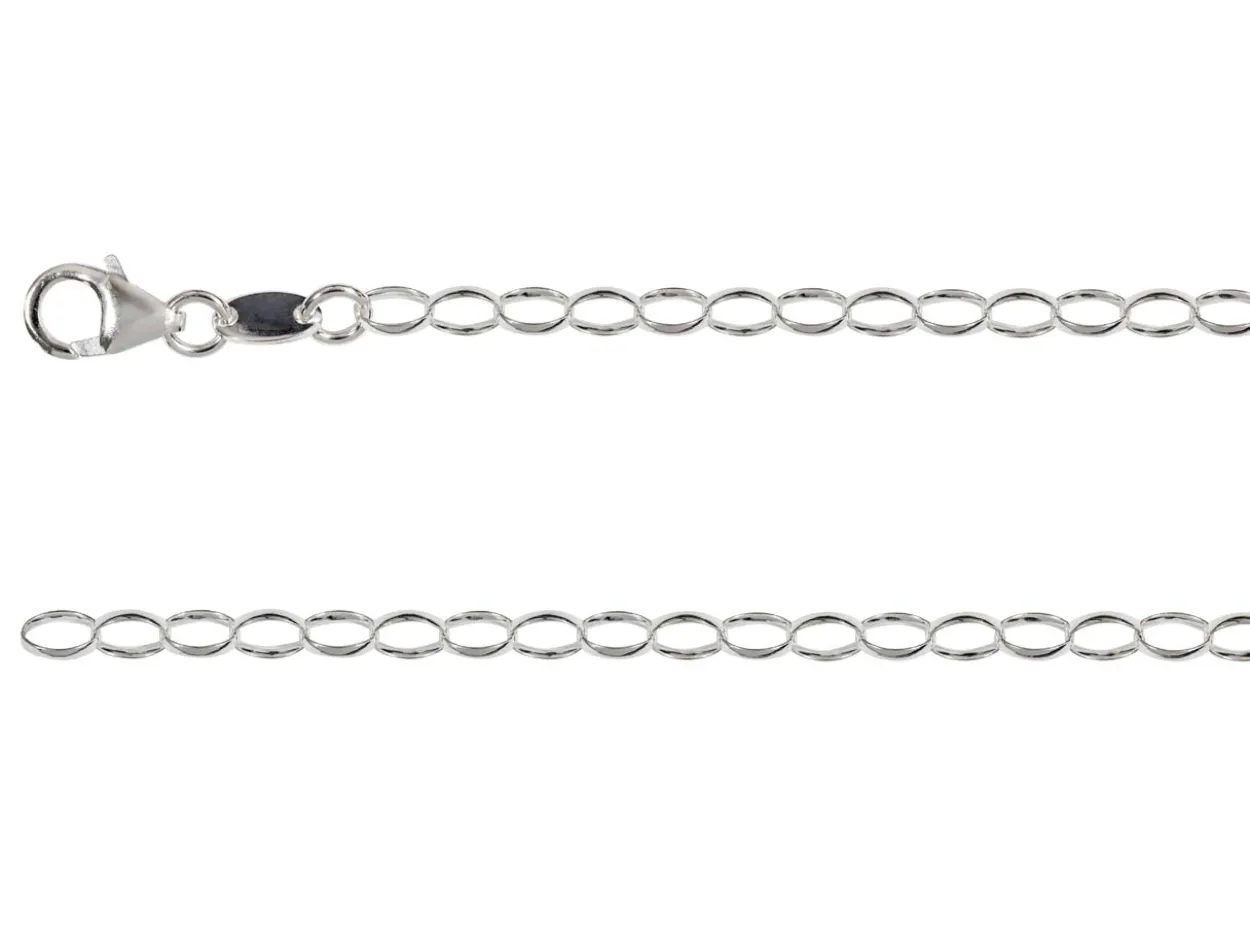 Sterling Silver Plated 3.6mm Oval Trace Chain 18"/45cm Unhallmarked