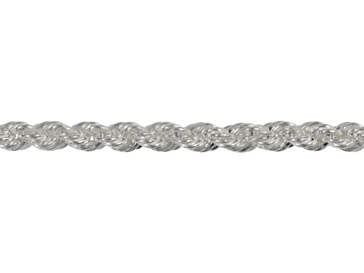 Sterling Silver Plated 2.8mm Rope Chain 18"/45cm Unhallmarked