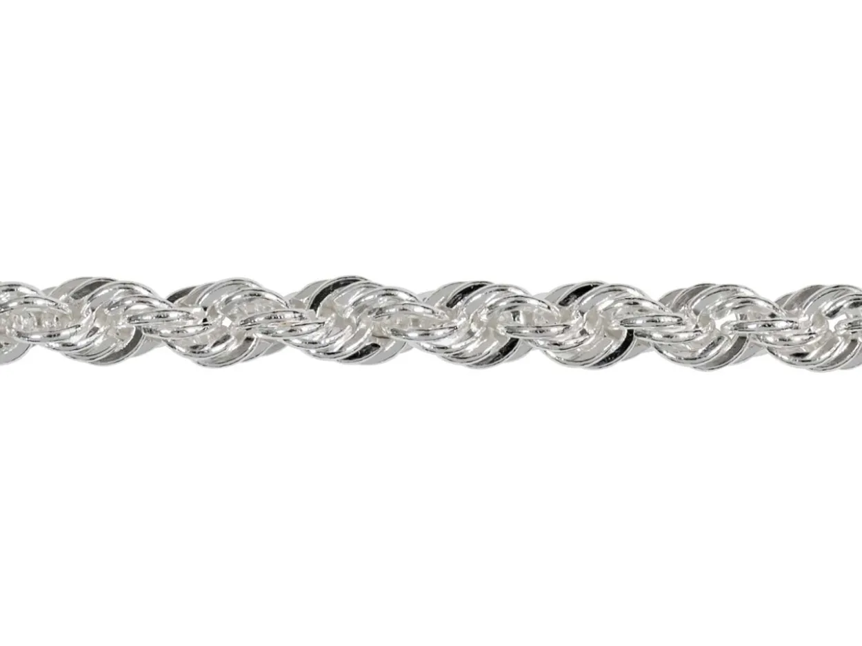 Sterling Silver Plated 3.4mm Rope Chain 18"/45cm Unhallmarked
