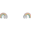 Sterling Silver Rainbow Design Stud Earrings