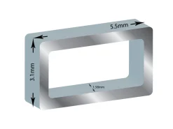 Sterling Silver Rectangular Tube Runners H7885 5mm X 3.1mm, 1.58 Length, 0.46mm Wall, 100% Recycled Silver