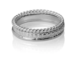 Sterling Silver Rope Design Three Stacking Rings, Size O