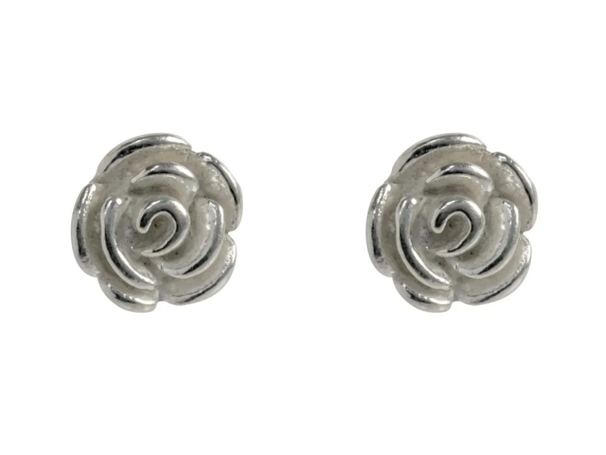 Sterling Silver Rose Stud Earrings
