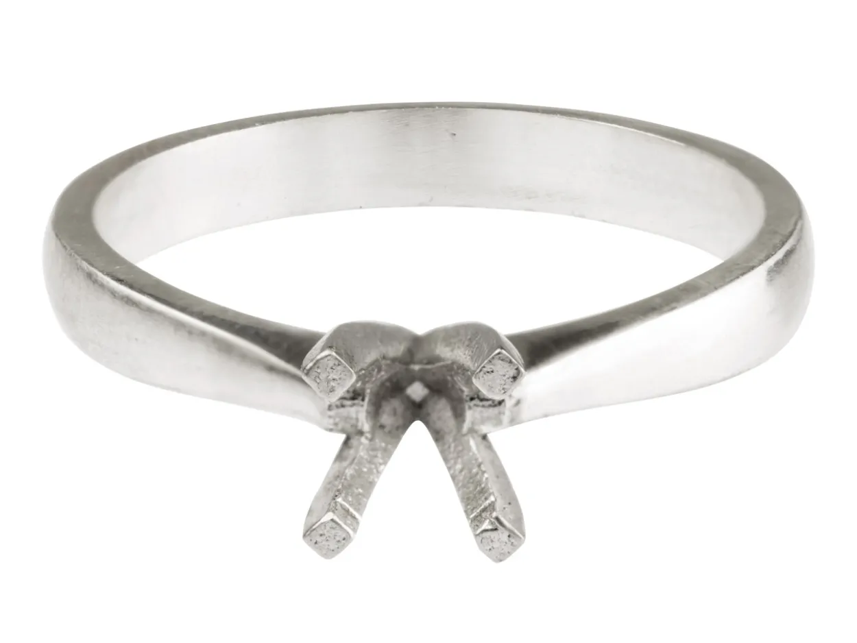 Sterling Silver Round 4 Claw Ring Mount 6.0mm Hallmarked 0.75pt Size M