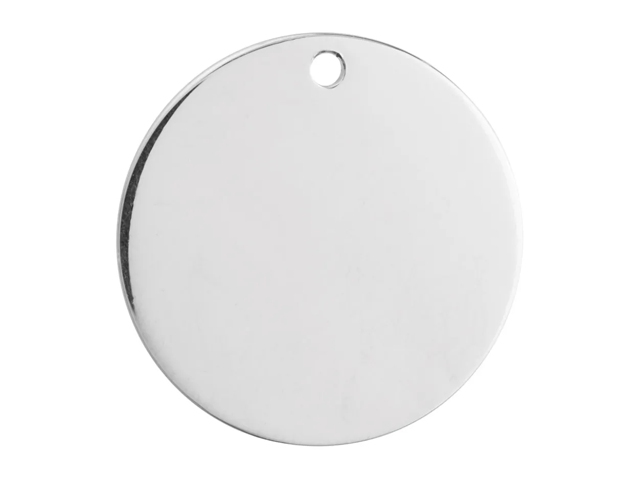 Sterling Silver Round Disc 25mm Stamping Blank With 1 Hole, Marked '925', 100% Recycled Silver