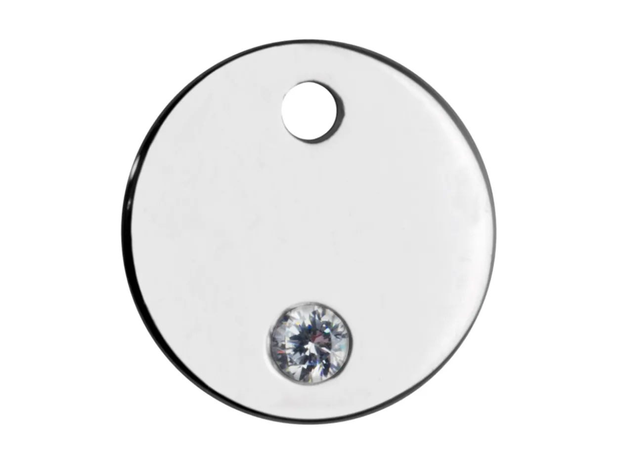Sterling Silver Round Disc 10mm Cubic Zirconia Stamping Blank Heavy