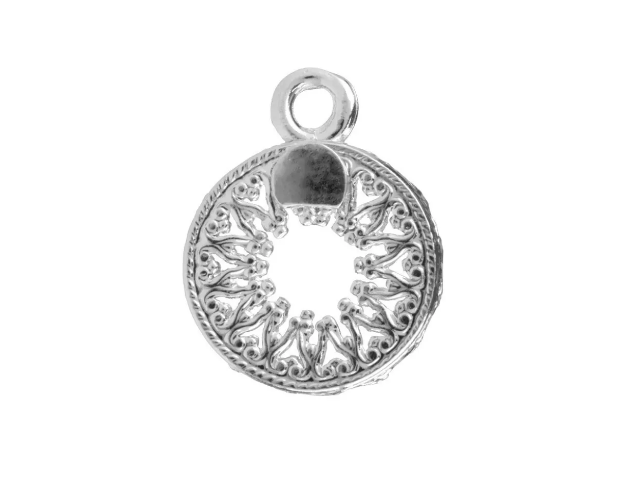 Sterling Silver Round Filigree Bezel Cup 10mm