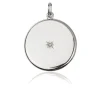 Sterling Silver Round Flat Sliding Locket Set With Cubic Zirconia