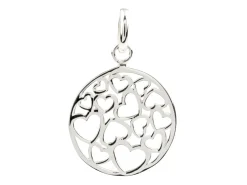 Sterling Silver Round Hearts Pendant
