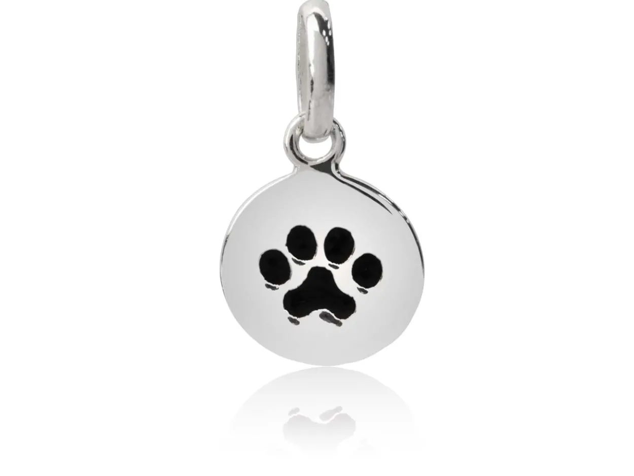 Sterling Silver Round Paw Print Pendant