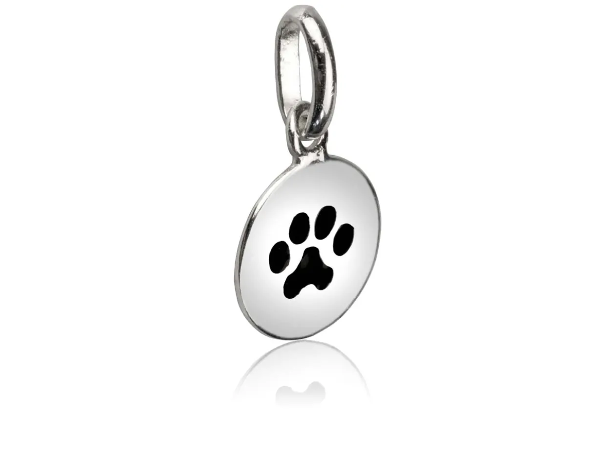 Sterling Silver Round Paw Print Pendant