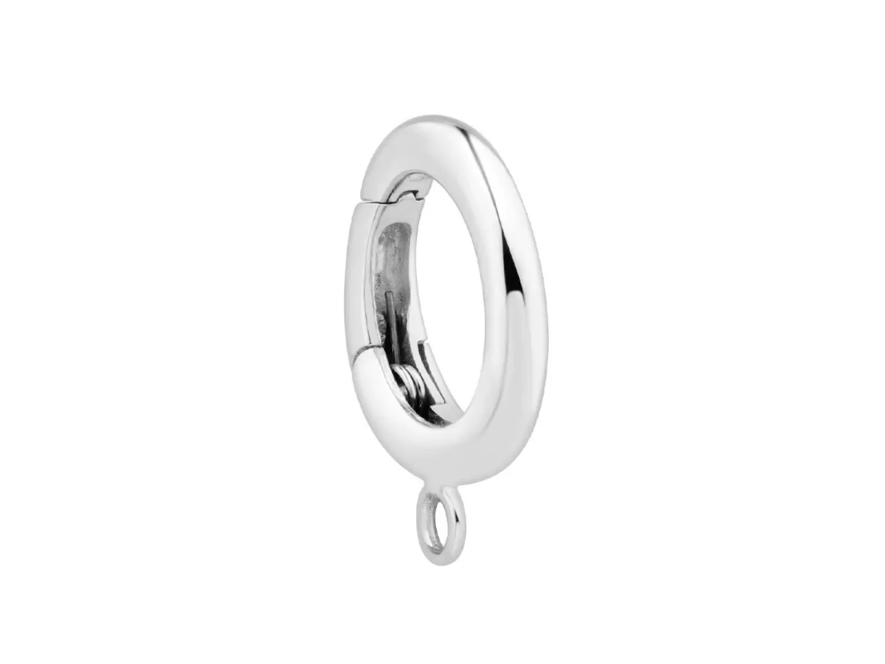 Sterling Silver Round Spring Gate Clasp With Ring 10mm, Lightweight