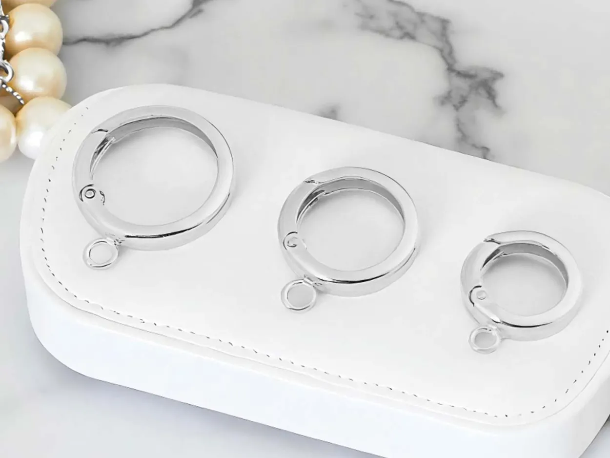 Sterling Silver Round Spring Gate Clasp With Ring 10mm, Lightweight