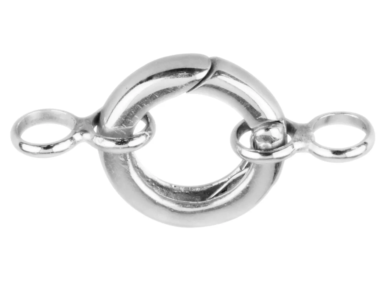 Sterling Silver Round Spring Gate Clasp With Double Rings 14mm