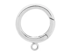 Sterling Silver Round Spring Gate Clasp With Ring 14mm, Lightweight