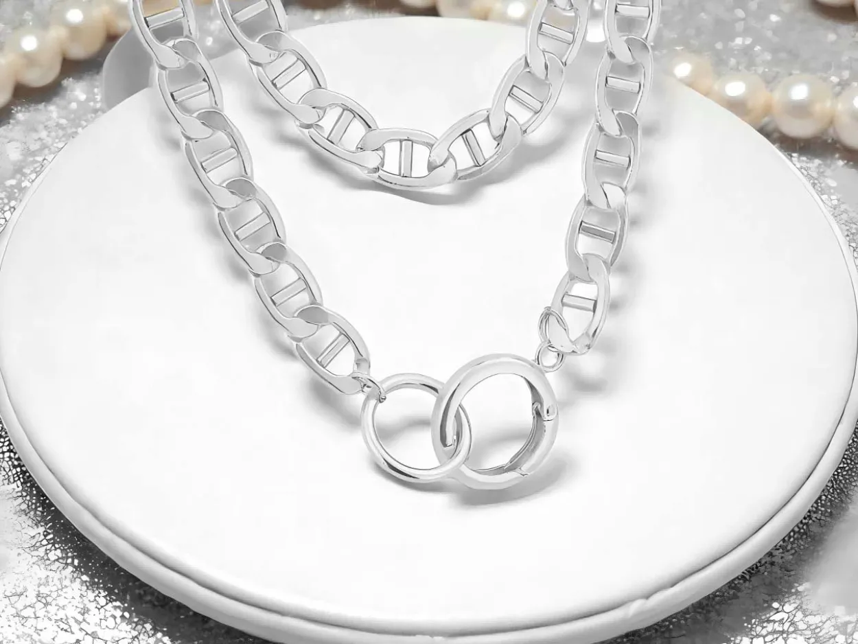 Sterling Silver Round Spring Gate Clasp With Ring 14mm, Lightweight