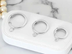 Sterling Silver Round Spring Gate Clasp With Ring 14mm, Lightweight