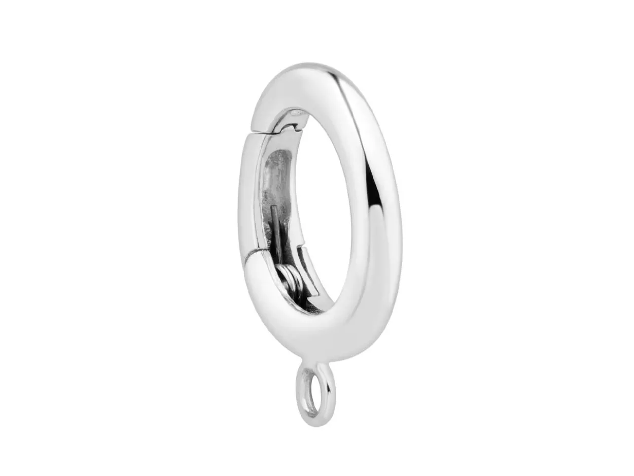Sterling Silver Round Spring Gate Clasp With Ring 12mm, Lightweight