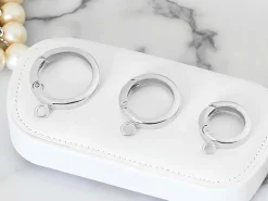 Sterling Silver Round Spring Gate Clasp With Ring 12mm, Lightweight