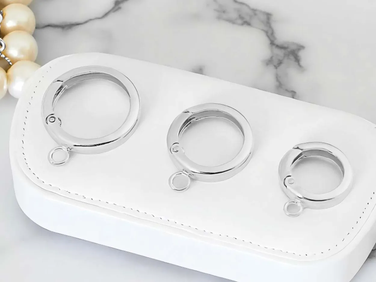 Sterling Silver Round Spring Gate Clasp With Ring 12mm, Lightweight