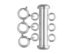 Sterling Silver 3 Row Bolt Ring Tube Clasp 22x4mm