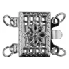Sterling Silver 2 Row Rectangular Fancy Clasp 7.5 X 10.5mm