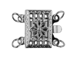 Sterling Silver 2 Row Rectangular Fancy Clasp 7.5 X 10.5mm