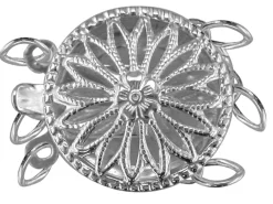 Sterling Silver 3 Row Round Fancy Clasp, 12mm