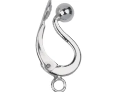 Sterling Silver S Ear Clip For Drops Pair, With 4mm Bead At Top Of Wire And Ring