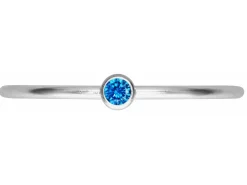 Sterling Silver September Birthstone Stacking Ring 2mm Aqua Blue Cubic Zirconia