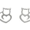 Sterling Silver Silhouette Cat Design Stud Earrings