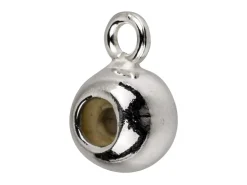 Sterling Silver Silicone Stopper Round 6mm Bead With Ring