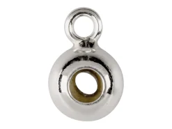 Sterling Silver Silicone Stopper Round 6mm Bead With Ring