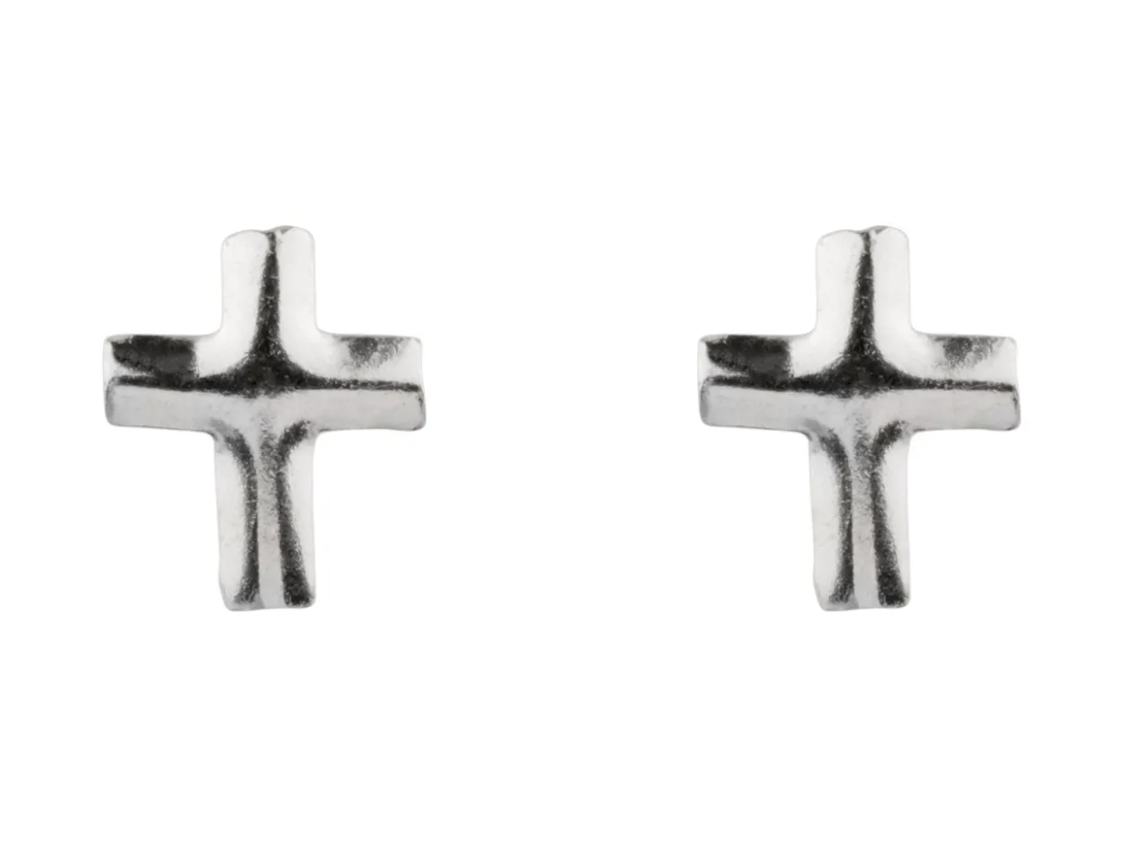 Sterling Silver Small Cross Stud Earrings
