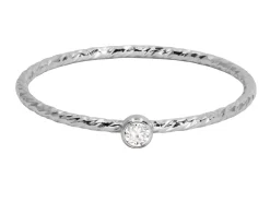 Sterling Silver Sparkle Stacking Ring 2mm White Cubic Zirconia