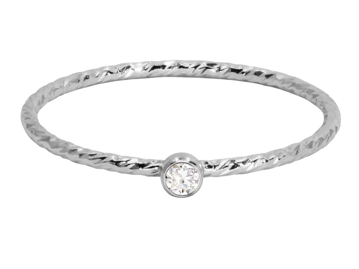 Sterling Silver Sparkle Stacking Ring 2mm White Cubic Zirconia