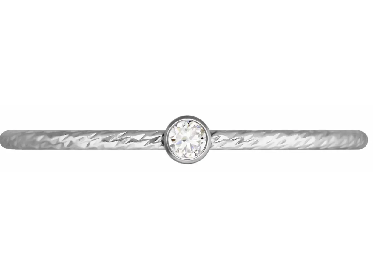 Sterling Silver Sparkle Stacking Ring 2mm White Cubic Zirconia