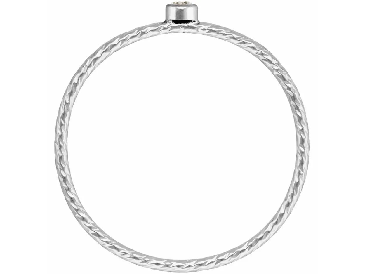 Sterling Silver Sparkle Stacking Ring 2mm White Cubic Zirconia