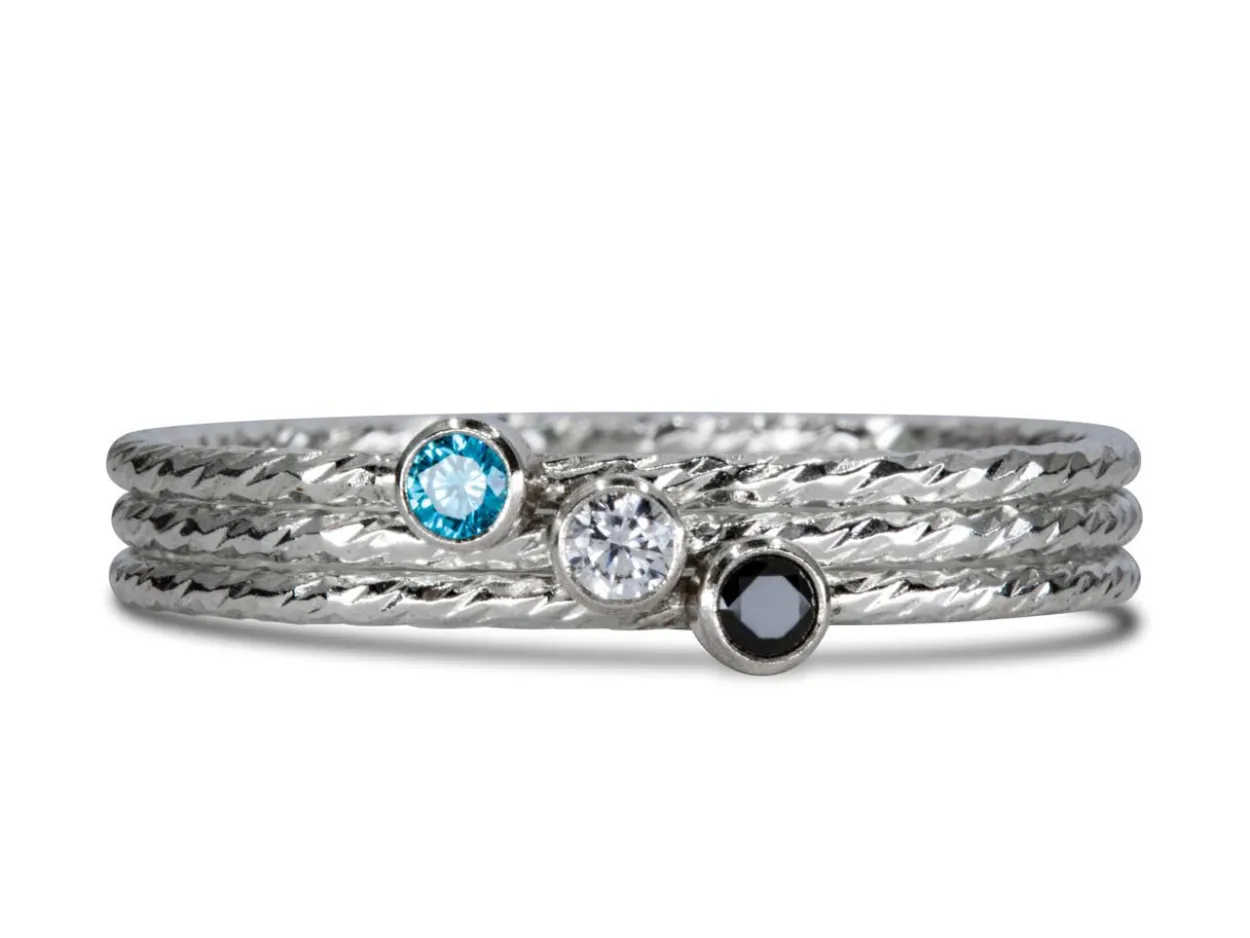Sterling Silver Sparkle Stacking Ring 2mm White Cubic Zirconia