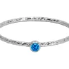 Sterling Silver Sparkle Stacking Ring 2mm Aqua Blue Cubic Zirconia