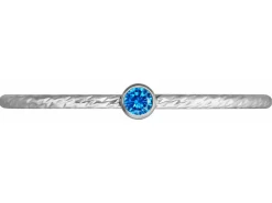 Sterling Silver Sparkle Stacking Ring 2mm Aqua Blue Cubic Zirconia