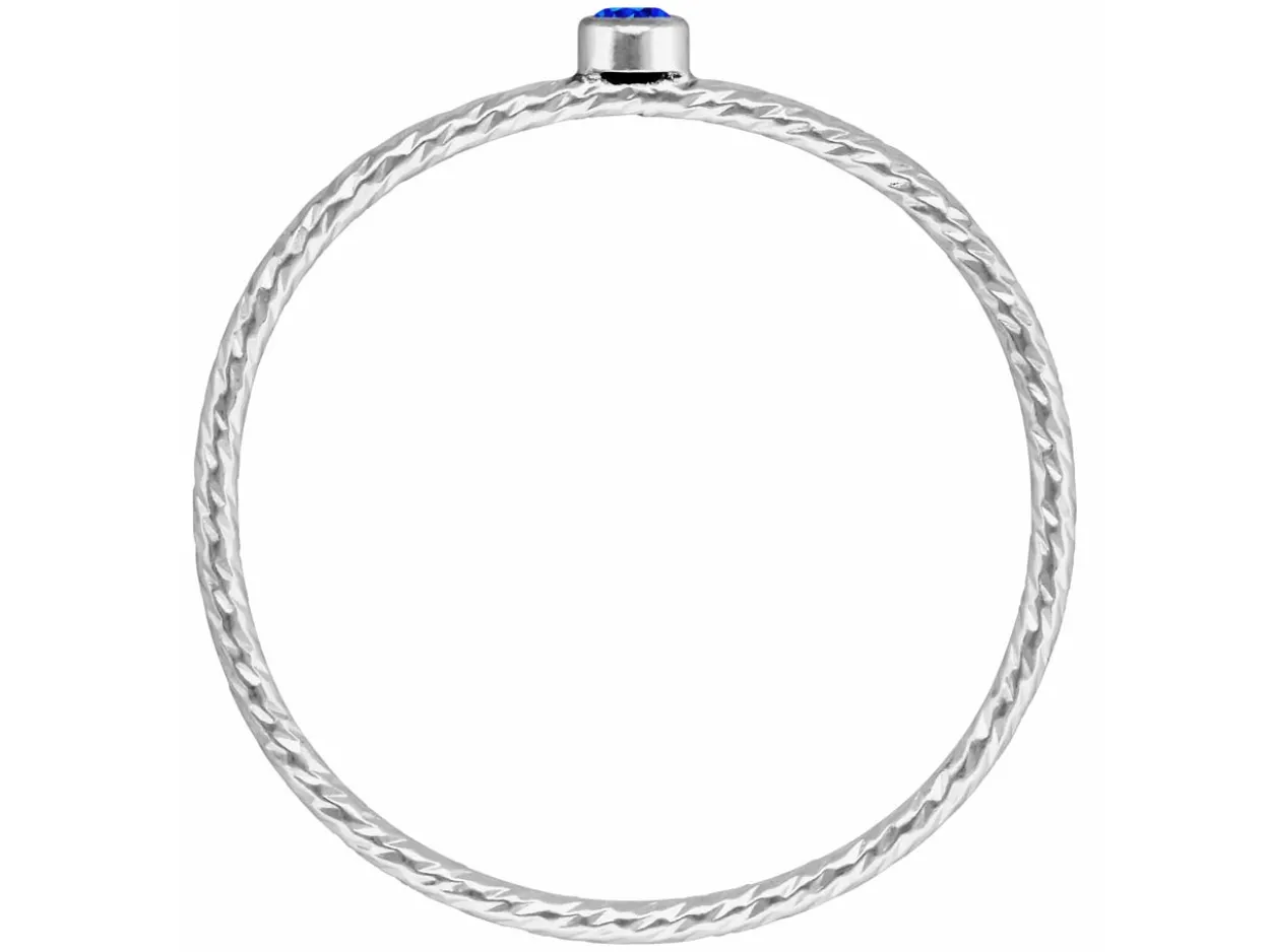 Sterling Silver Sparkle Stacking Ring 2mm Aqua Blue Cubic Zirconia