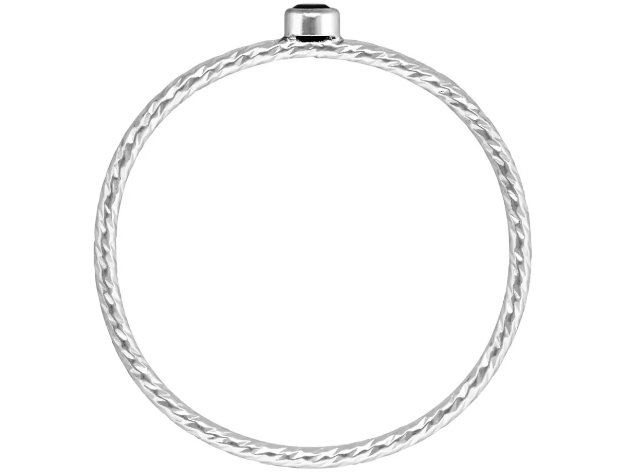 Sterling Silver Sparkle Stacking Ring 2mm Black Cubic Zirconia