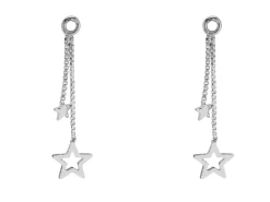 Sterling Silver Star Earring Dropper Chain 17mm Pack of 2, 100% Recycled Silver