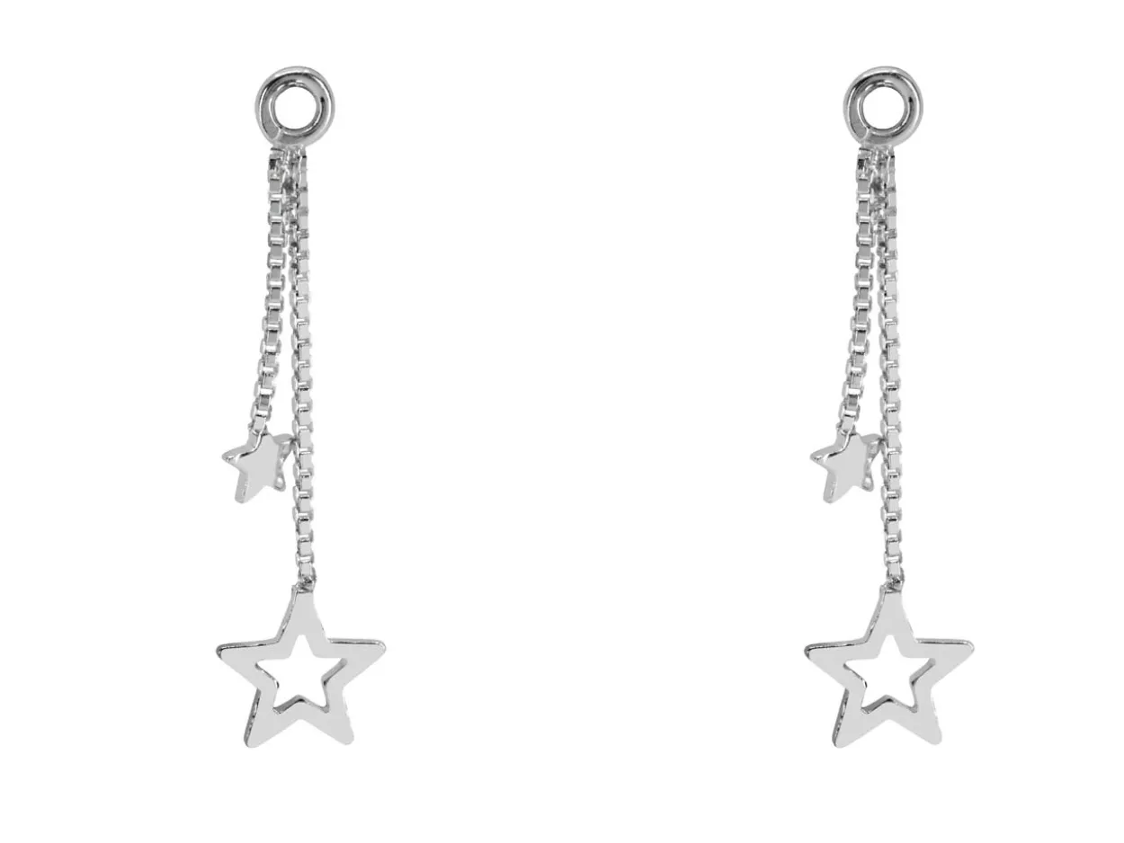 Sterling Silver Star Earring Dropper Chain 17mm Pack of 2, 100% Recycled Silver
