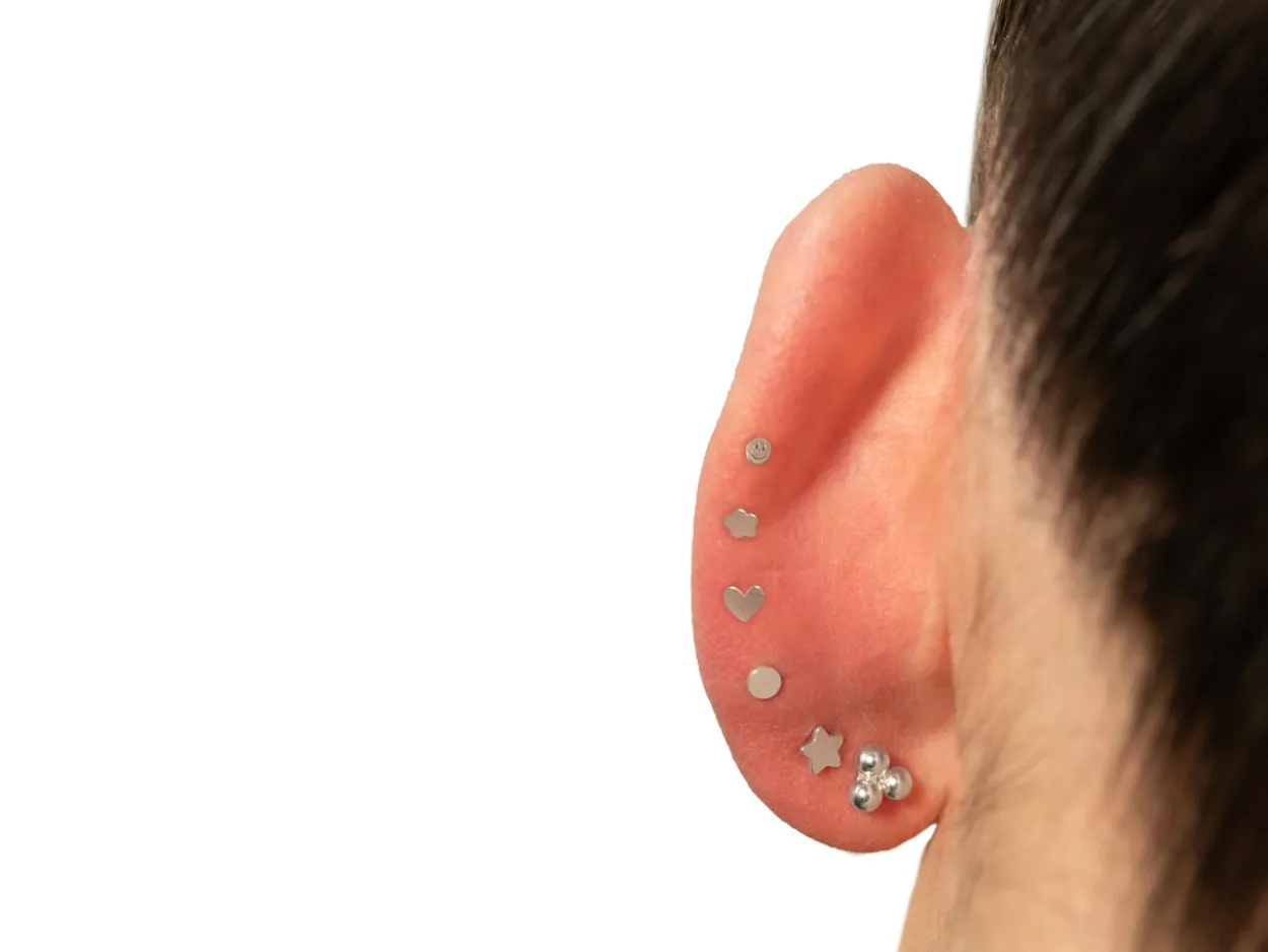 Sterling Silver Star Labret Tube 4.5mm