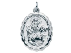 Sterling Silver St. Christopher, Oval, Reversible