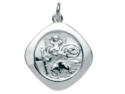 Sterling Silver St. Christopher, Large Square, Reversible, Double Sided