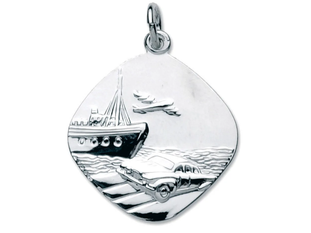 Sterling Silver St. Christopher, Large Square, Reversible, Double Sided