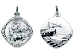 Sterling Silver St. Christopher, Medium Square, Reversible